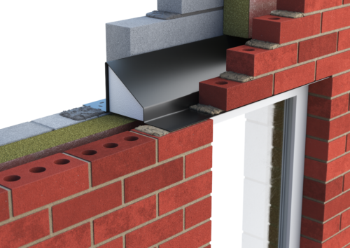 Catnic standard duty cavity wall lintel for 150mm cavity wall shown in situ