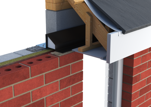 Catnic standard duty cavity wall lintel for closed eaves shown in situ