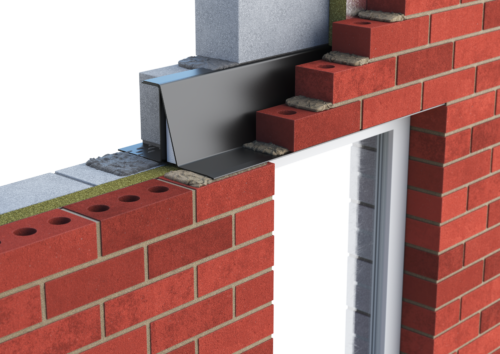 Catnic heavy duty cavity wall lintel for 50mm cavity wall shown in situ