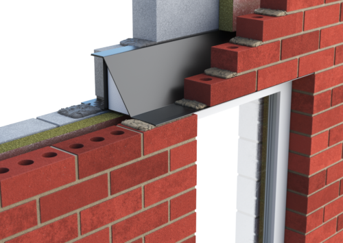 Catnic heavy duty cavity wall lintel for 110mm cavity wall shown in situ