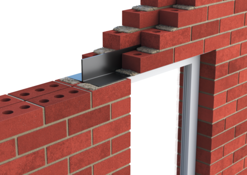 Catnic T shaped lintel built into external solid wall