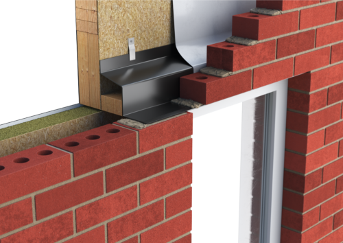 Catnic standard duty timber frame lintel for 90-105mm cavity wall shown in situ