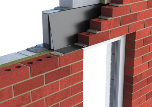 Catnic extra heavy duty cavity wall lintel for 50-65 cavity wall shown in situ