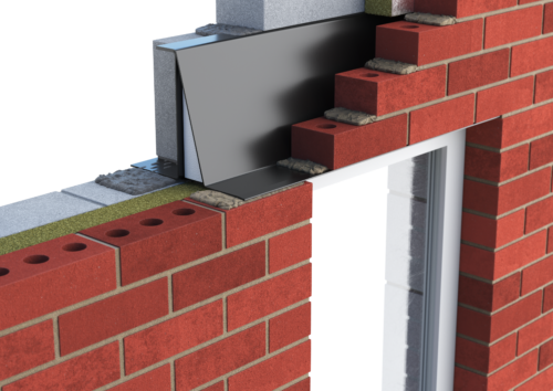 Catnic extra heavy duty cavity wall lintel for 70-85 cavity wall shown in situ