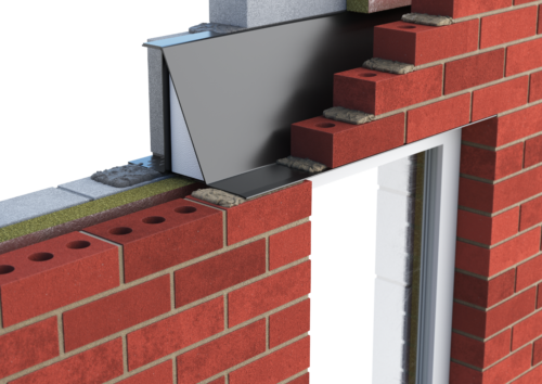 Catnic extra heavy duty cavity wall lintel for 110-125 cavity wall shown in situ