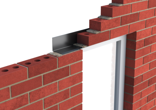 Catnic standard duty angle lintel for 102mm exterior solid wall shown in situ