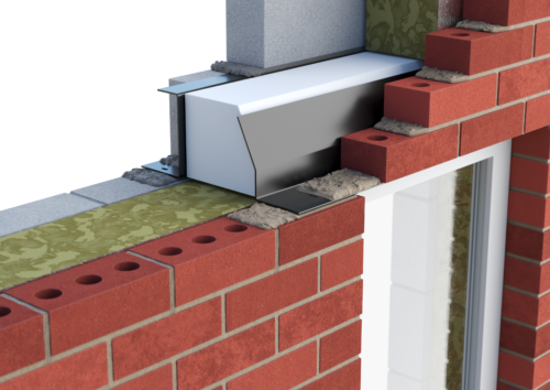 Catnic heavy duty thermally broken cavity wall lintel for 190-205mm cavity wall shown in situ
