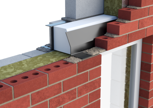 Catnic heavy duty thermally broken cavity wall lintel for 170-185mm cavity wall shown in situ