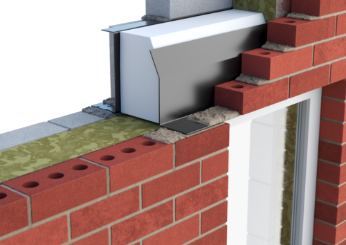 Catnic extra heavy duty thermally broken cavity wall lintel for 170-185mm cavity wall shown in situ