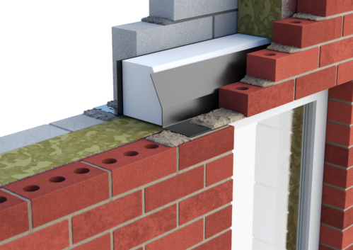 Catnic standard duty thermally broken cavity wall lintel for 170-185mm cavity wall shown in situ