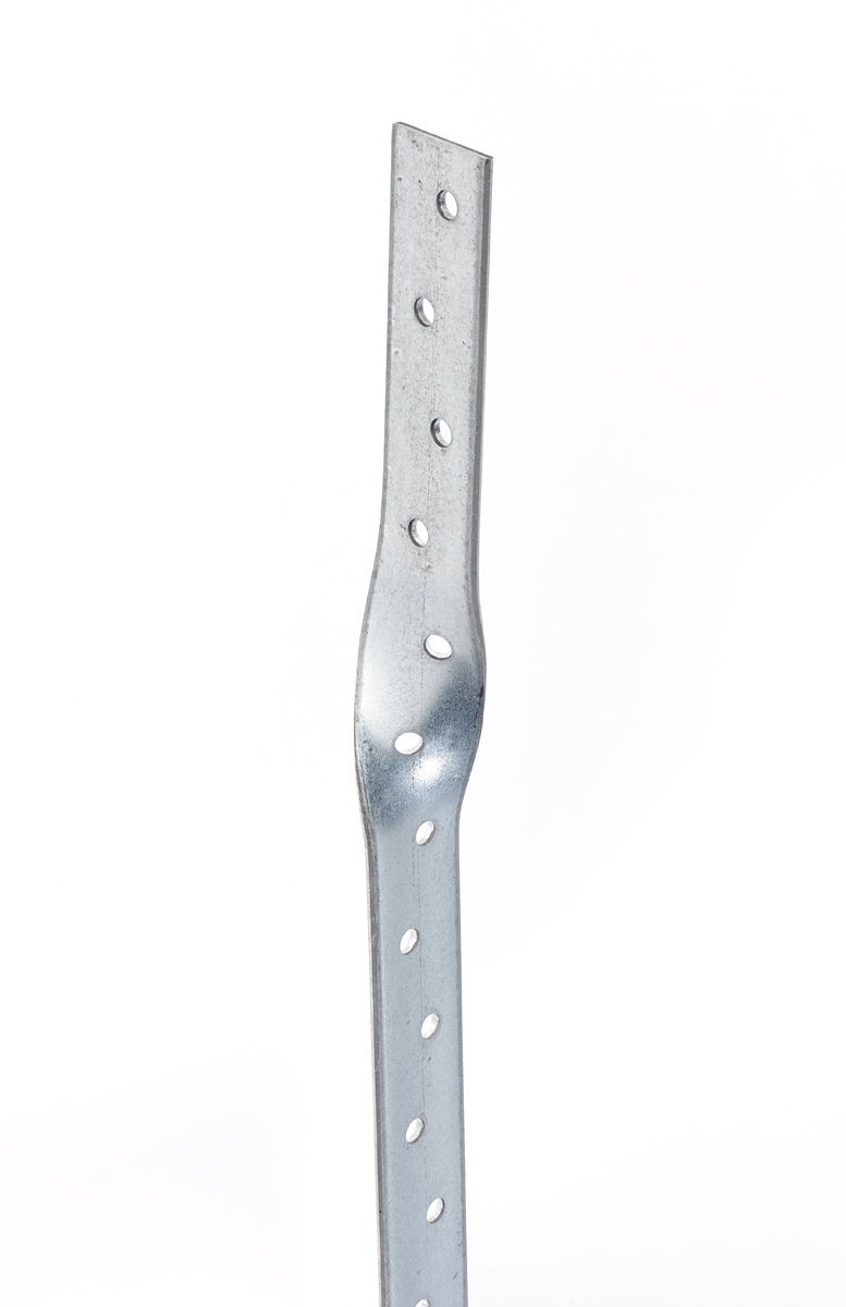 Light duty twisted vertical steel restraint strap