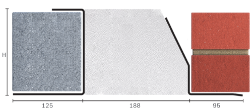 Catnic heavy duty thermally broken cavity wall lintel for 190-205mm cavity wall shown in 2D side profile
