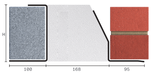 Catnic standard duty thermally broken cavity wall lintel for 170-185mm cavity wall shown in 2D side profile